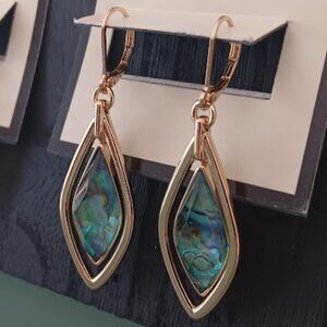 NAPIER Mod/Contemporary Gold Abalone Diamond Shaped Drop Earrings**NEW!